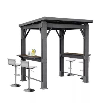   Grill Gazebo műanyag kerti grill pavilon pulttal és tetővel grafit szürke