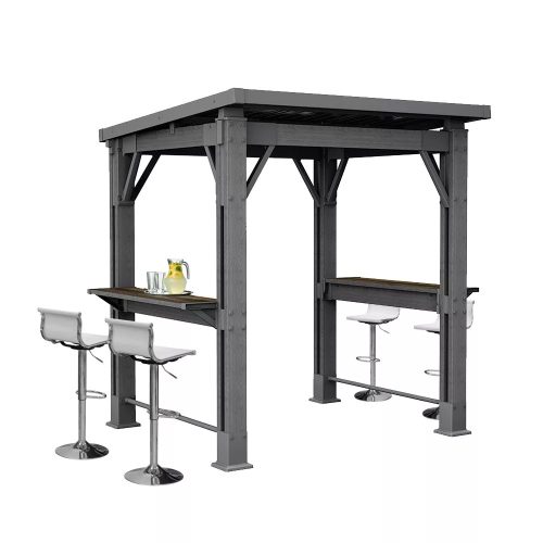 Grill Gazebo műanyag kerti grill pavilon pulttal és tetővel grafit szürke
