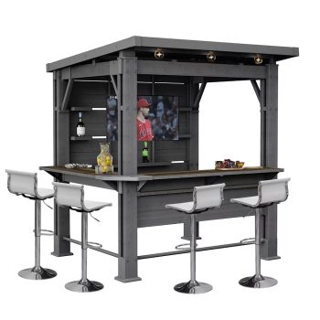   Bar Gazebo műanyag kerti bár pavilon bárpulttal és tetővel grafit szürke