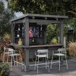 Bar Gazebo műanyag kerti bár pavilon bárpulttal és tetővel grafit szürke