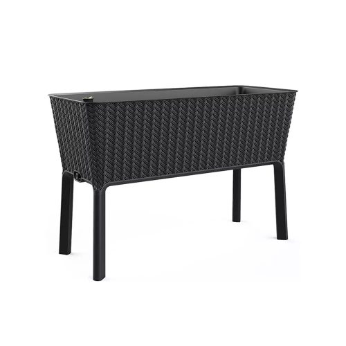 Splendor rattan hatású műanyag kerti virágláda antracit szürke 120L