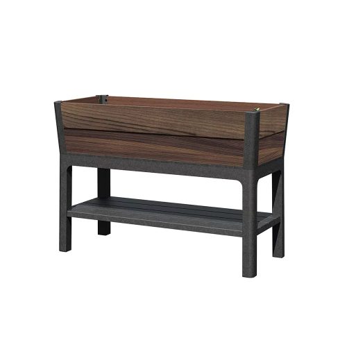 Deco elevated műanyag kerti virágláda alsó polccal dió 110L