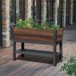 Deco elevated műanyag kerti virágláda alsó polccal dió 110L