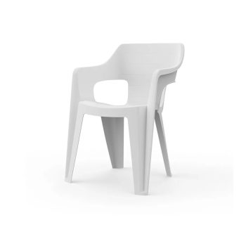 Bilboa alacsonytámlás műanyag kerti karfás szék fehér