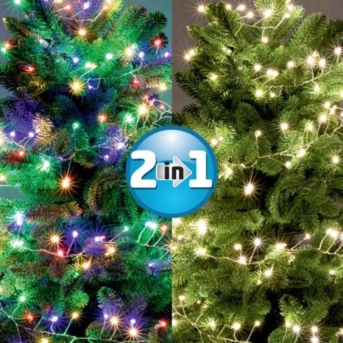 Kül és Beltéri színes fényfüzér, Mikro 600 LED, 3+9 m