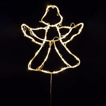 Beltéri elemes angyal ablakdísz, meleg fehér