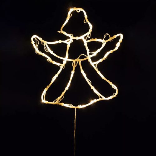 Beltéri elemes angyal ablakdísz, meleg fehér