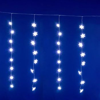 Beltéri ledes hópehely fényfüggöny, hideg fehér