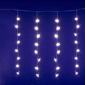 Beltéri ledes hópehely fényfüggöny, meleg fehér