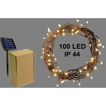   Kül és Beltéri Szolár fényfüzér, meleg fehér, 100 LED