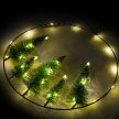 Fém ablakdísz fenyőfákkal, 30 cm, 30 led, meleg fehér, elemes