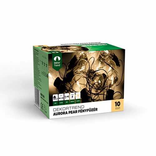 Aurora Pear fényfüzér, 10 égő, meleg fehér