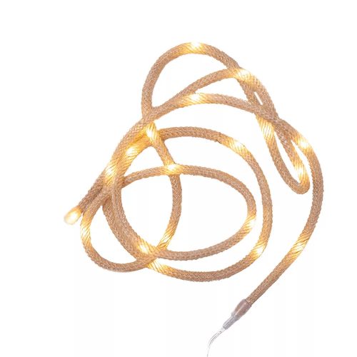 LED kötél fényfüzér, 20 led, meleg fehér, elemes