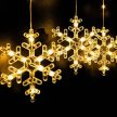 Crystalline toldható LED HÓPEHELY fényfüggöny, 120 x 80 cm, 120 db MELEG FEHÉR LED, átlátszó kábel