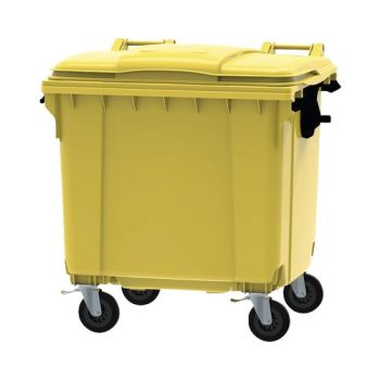 Műanyag sárga 1100 Literes konténer kerekekkel