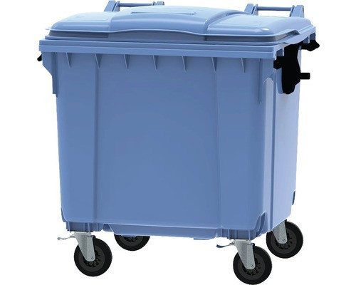 Műanyag kék 1100 Literes konténer kerekekkel
