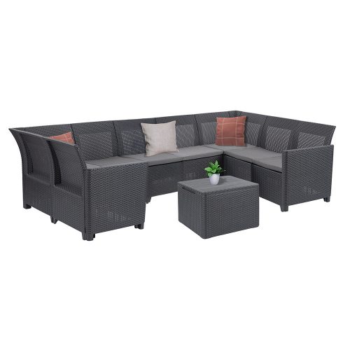 Claire VII 8 személyes sarokgarnitúra párnatartós asztallal