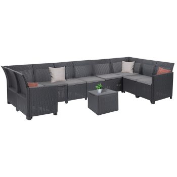   Claire VIII 9 személyes sarokgarnitúra párnatartós asztallal