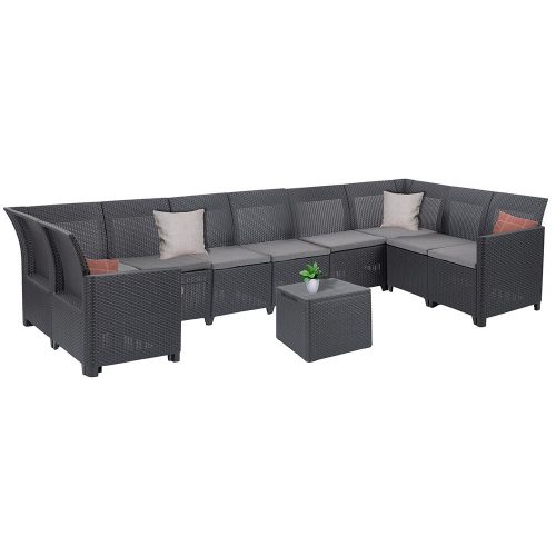 Claire VIII 9 személyes sarokgarnitúra párnatartós asztallal