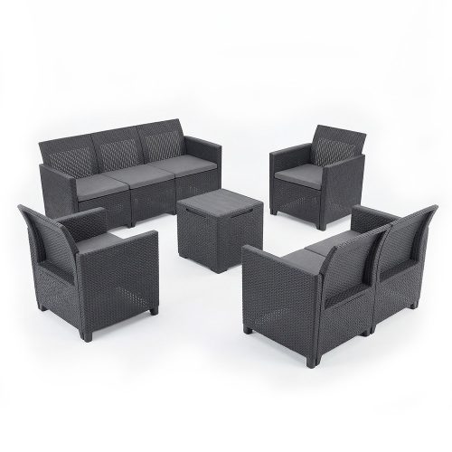 Claire V 7 személyes kerti bútor garnitúra vigo tárolós asztallal