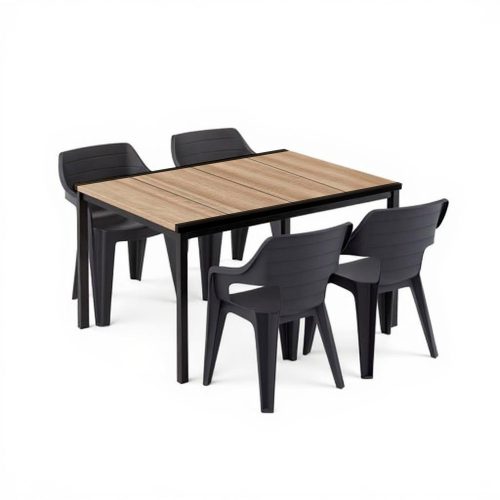 Ravello 4+1 kerti bútor garnitúra szett kőris-fekete