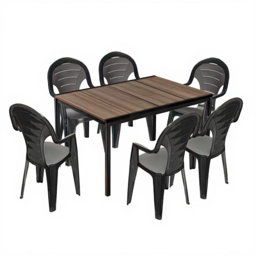 Lagos 6+1 kerti bútor garnitúra szett dió-grafit
