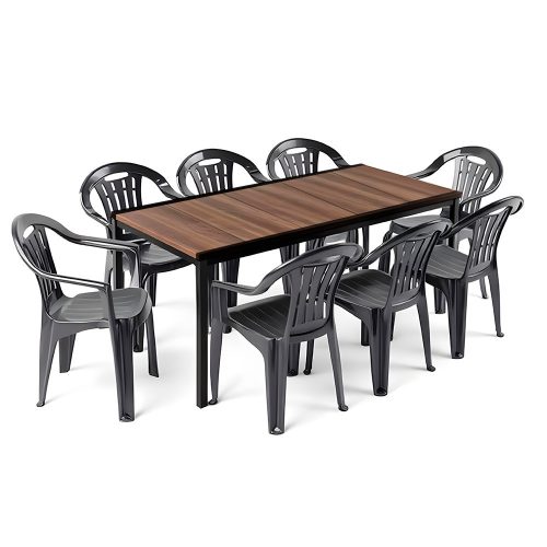 Rowen Large 8+1 kerti bútor garnitúra szett dió-grafit