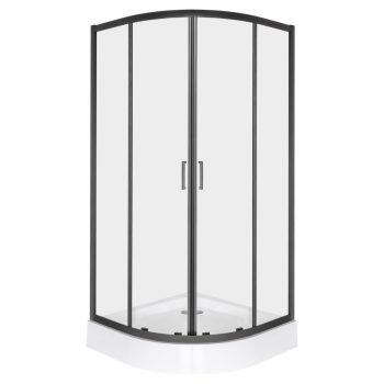 Aruba 90 fekete íves zuhanykabin Alan tálcával