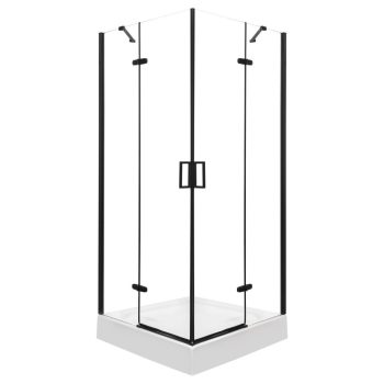   Flow Black szögletes nyílóajtós zuhanykabin zuhanytálca nélkül