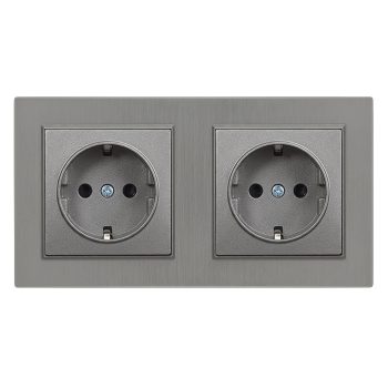 Nova kettős dugalj szürke szálcsiszolt kerettel