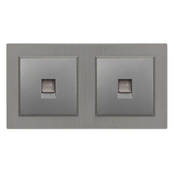   Nova kettős UTP aljzat RJA-45 szürke szálcsiszolt kerettel