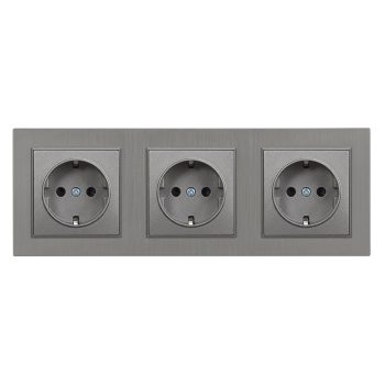 Nova III földelt dugalj  szürke szálcsiszolt kerettel