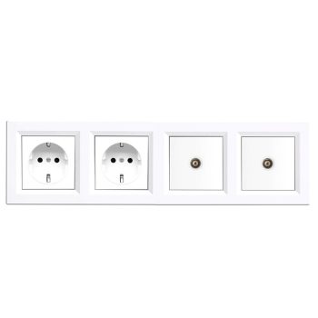   Nova IV kettő dugalj kettő TV csatlakozóval fehér kerettel