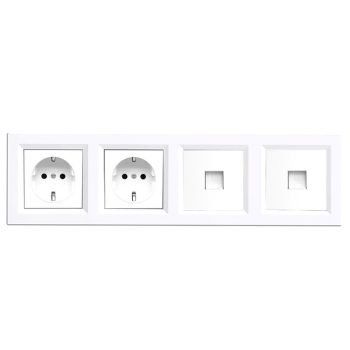   Nova IV kettő dugalj kettő UTP csatlakozóval fehér kerettel