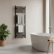 Íves törölközőszárító radiátor 1200x500 mm fekete