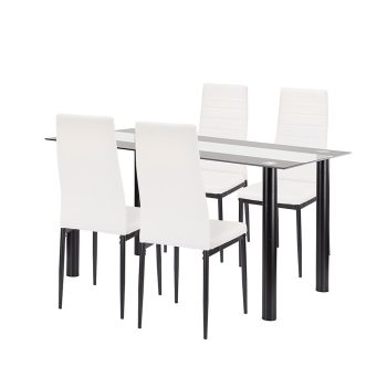 Denton 4+1 étkező garnitúra fehér-fekete