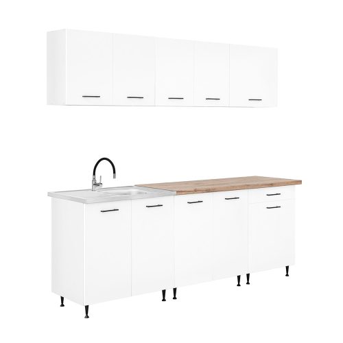 Primo 220 konyhabútor fehér, charlestone tölgy munkalappal