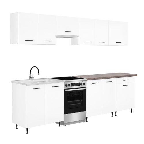 Primo 280 konyhabútor fehér, rauna szil munkalappal